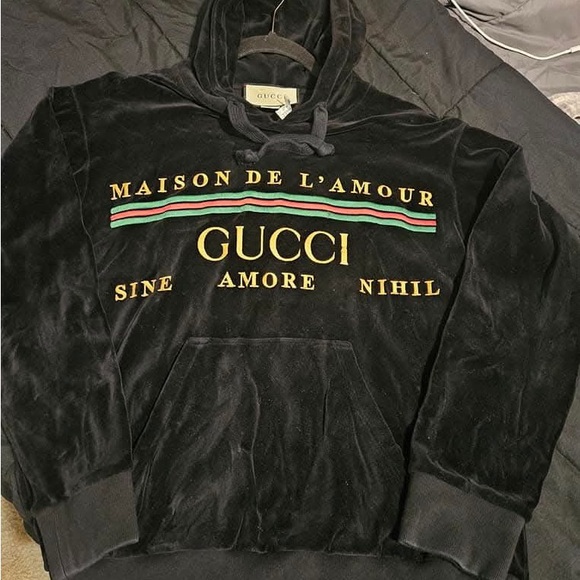 Gucci Black Sweatshirt Luxurious Velour Hoodie